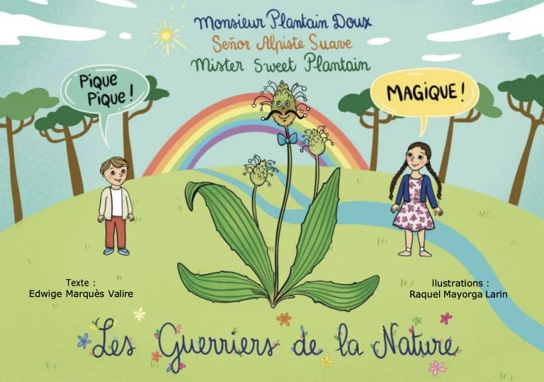 couverture du livre plantain doux - conte sur les plantes médicinales - association 1m2 ma santé