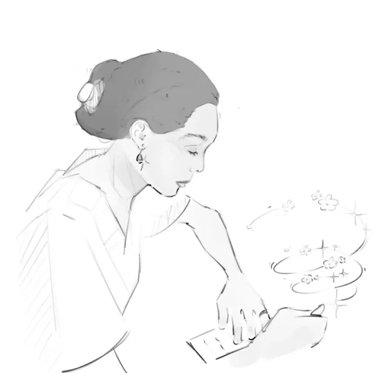 Dessin portrait Edwige fondatrice de l'association 1m2 ma santé